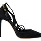 Elegant Black Ankle Strap Stiletto Heels