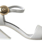 Elegant White Nappa Leather Cuban Heel Sandals