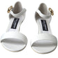 Elegant White Nappa Leather Cuban Heel Sandals