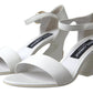 Elegant White Nappa Leather Cuban Heel Sandals