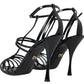 Elegant Black Leather Stiletto Sandals