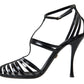 Elegant Black Leather Stiletto Sandals