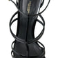 Elegant Black Leather Stiletto Sandals