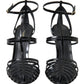 Elegant Black Leather Stiletto Sandals