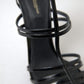 Elegant Black Leather Stiletto Sandals