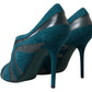 Chic Blue Peep Toe Stiletto Ankle Booties