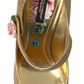 Elegant Gold Floral Cuban Heel Pumps
