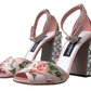 Floral Bejeweled Block Heel Sandals