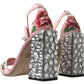 Floral Bejeweled Block Heel Sandals