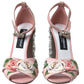 Floral Bejeweled Block Heel Sandals