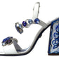 Elegant White & Blue Gemstone Embellished Sandals
