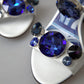 Elegant White & Blue Gemstone Embellished Sandals