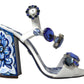 Elegant White & Blue Gemstone Embellished Sandals