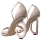 Beige Crystal Studded Ankle Strap Sandals