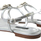 Elegant Silver Flat Sandals with Heart Detail