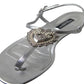 Elegant Silver Flat Sandals with Heart Detail