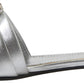 Crystal-Embellished Silver Leather Slides