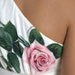 Elegant One-Shoulder Floral Midi Dress
