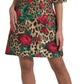 Floral Leopard Print A-Line Dress