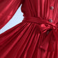 Elegant Red Silk Midi Dress with Button Detail