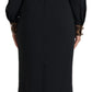 Elegant Black Midi Sheath Dress with Collar