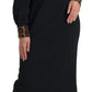 Elegant Black Midi Sheath Dress with Collar