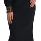 Elegant Black Midi Sheath Dress with Collar