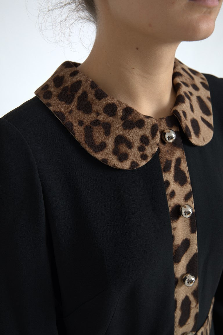 Elegant Black Midi Sheath Dress with Collar