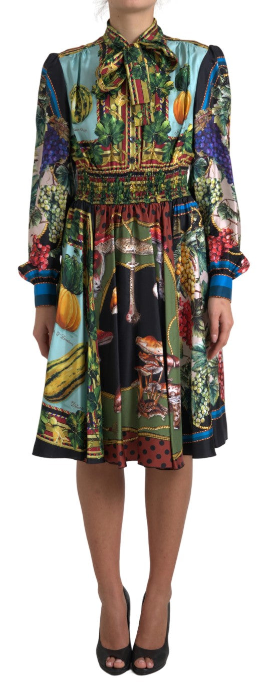 Elegant Multicolor Silk A-Line Dress
