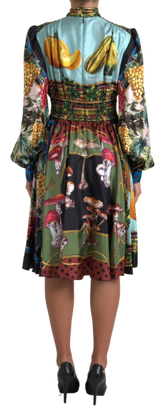 Elegant Multicolor Silk A-Line Dress