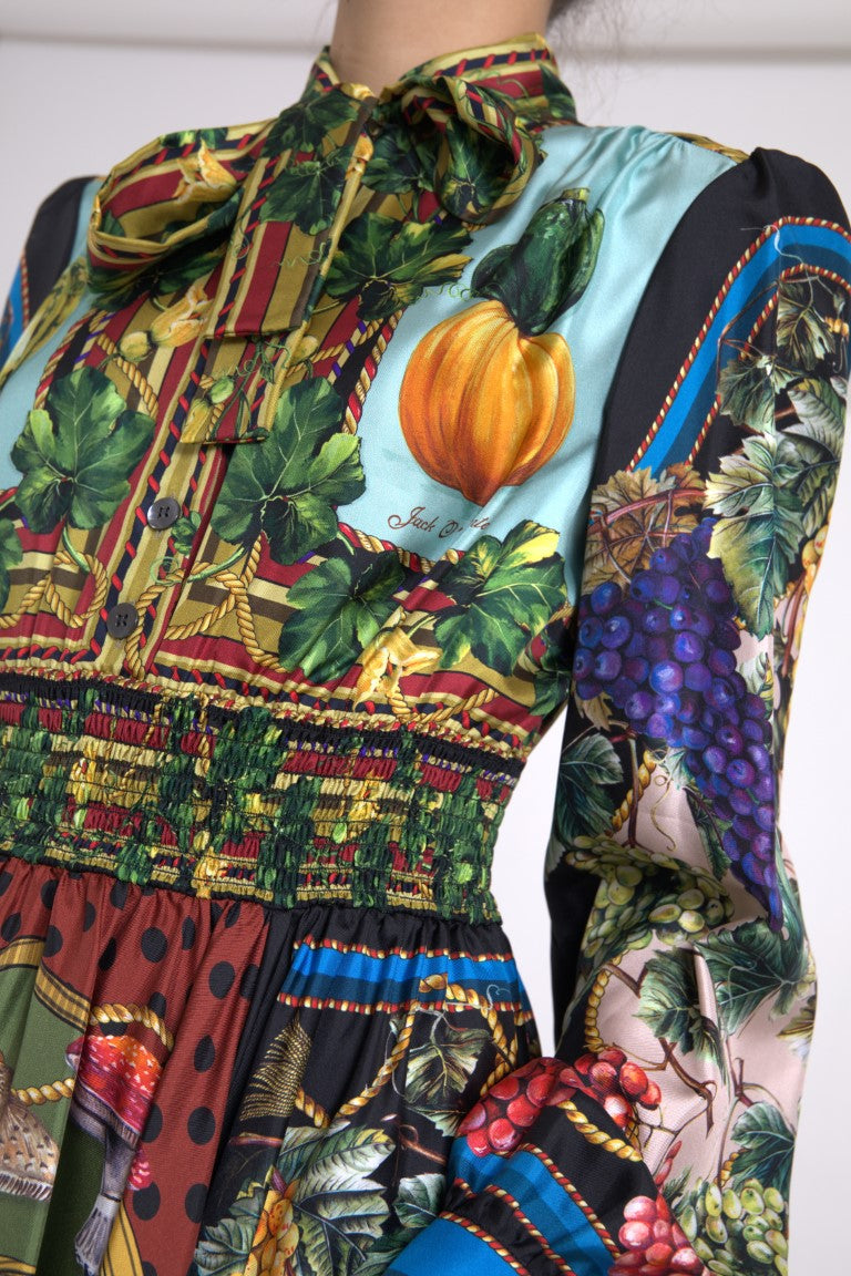 Elegant Multicolor Silk A-Line Dress