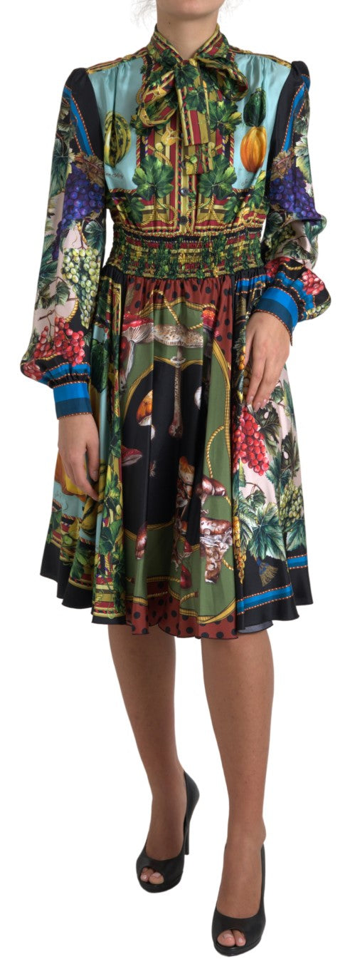 Elegant Multicolor Silk A-Line Dress