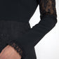 Elegant Sheer Panel Lace Midi Dress