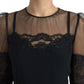 Elegant Sheer Panel Lace Midi Dress