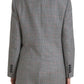 Chic Double Breasted Gray Wool Blazer