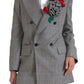 Chic Double Breasted Gray Wool Blazer