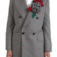 Chic Double Breasted Gray Wool Blazer