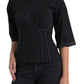 Timeless Black Silk Blend Corset Top