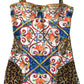 Multicolor Caretto Print One Piece Swimsuit