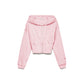 Chic Pink Cotton Crop Hooded Sweatshirt