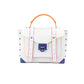Manhattan Optic White Contrast Trim Leather Top Handle Satchel Bag