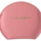 Pink Calfskin Leather Round Mirror Holder