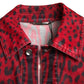 Vibrant Red Leopard Print Denim Jacket