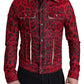Vibrant Red Leopard Print Denim Jacket