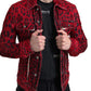 Vibrant Red Leopard Print Denim Jacket