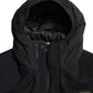 Elegant Hooded Black Trench Coat Jacket