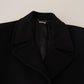 Elegant Dark Blue Wool Blend Pea Coat