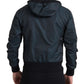 Elegant Hooded Zip Jacket in Blue