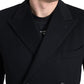 Sleek Black Wool-Cashmere Trench Coat