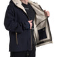 Elegant Dark Blue Hooded Jacket